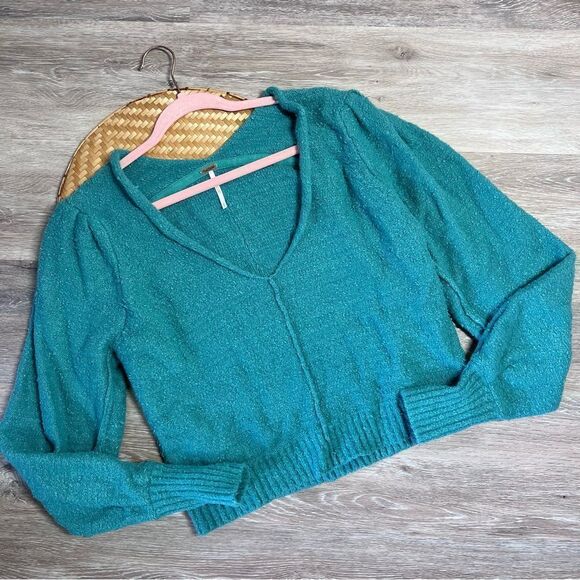 Free people reverie v neck puff sleeve sweater women’s size‎ S - Picture 8 of 8